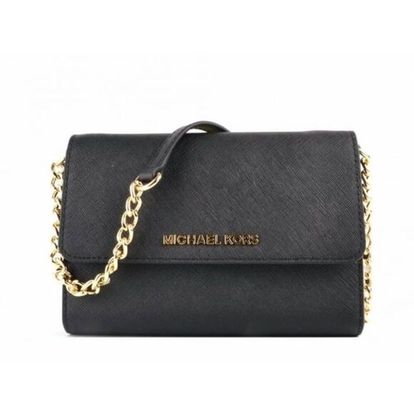 MICHAEL KORS Jet Set Black Saffiano Leather Crossbody - Picture 1 of 11